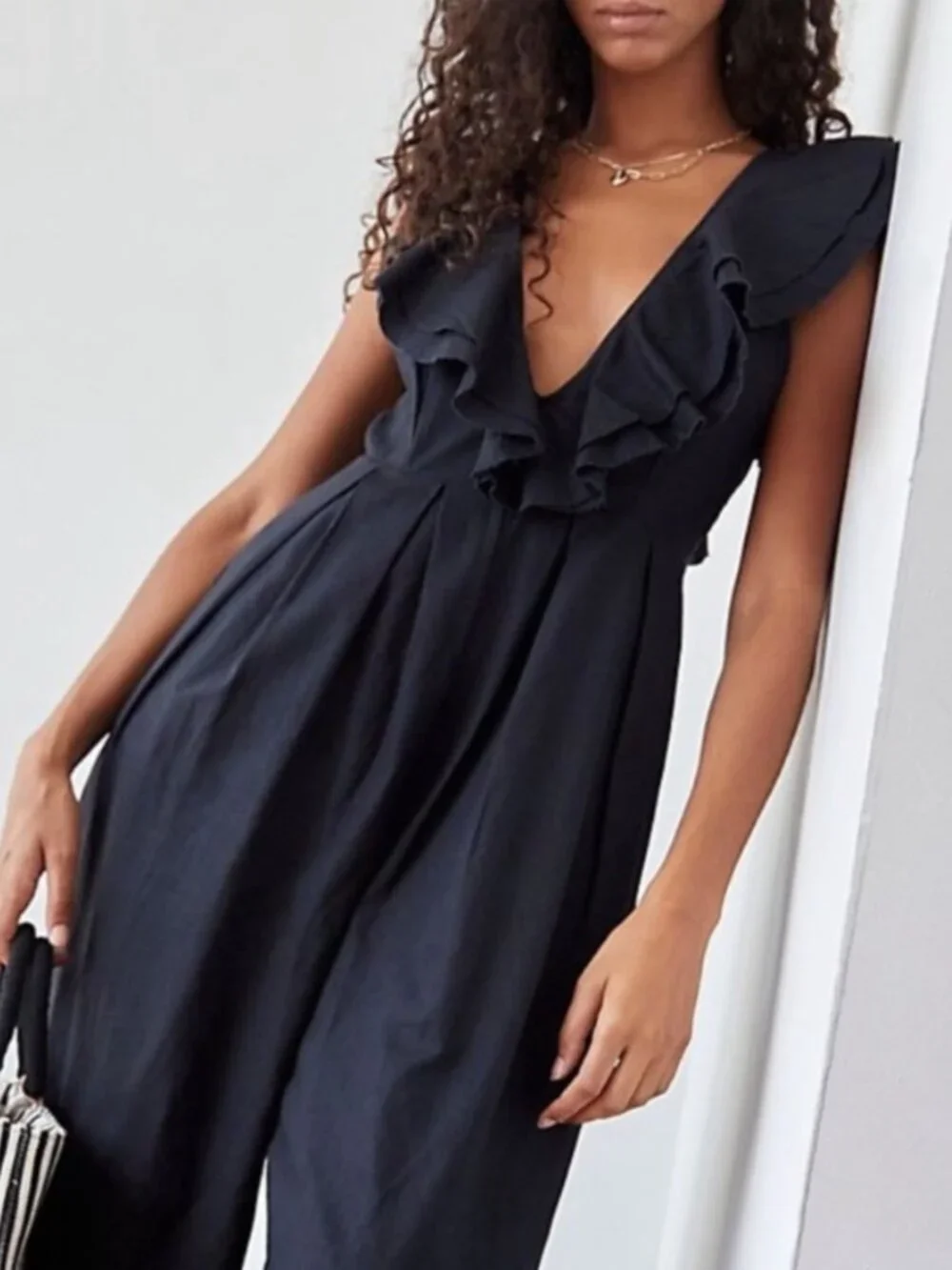 NWT Free People Marta Jumpsuit Black Wide-Leg